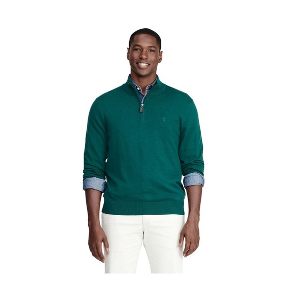 IZOD Men's Green Quarter Zip Sweater, Large - Picture 1 of 8